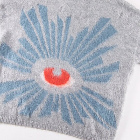 House Of Errors Gray Knitted Sweater With Mysterious Eye Pattern - Picture 5 of 6